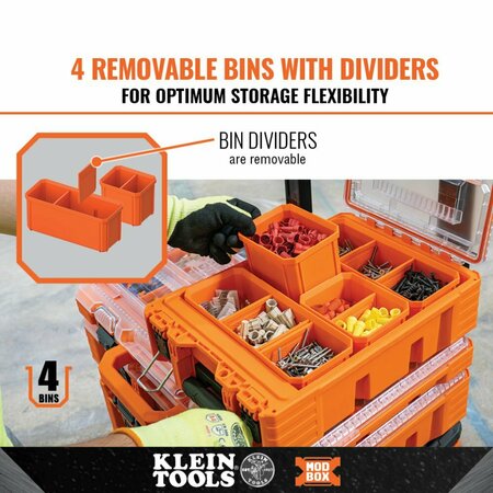 Klein Tools MODbox Component Box, Impact-Resistant Polymers, Orange, 11 in W x 16 in D x 5-1/4 in H 54808MB